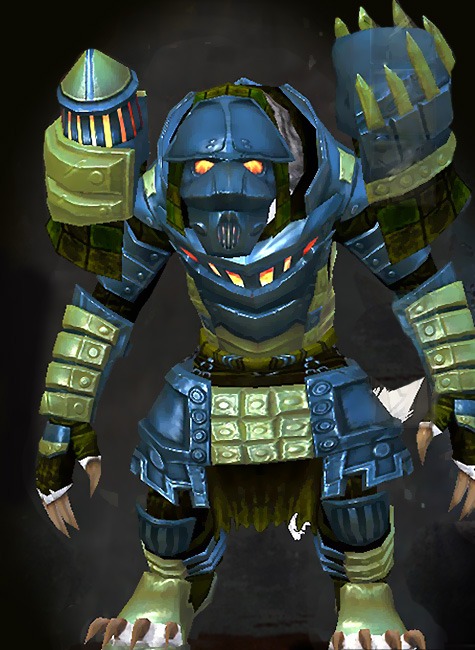 Guild Wars 2 Charr Heavy Female Dungeon Armor Set - Dyed Green & Blue - Forgeman