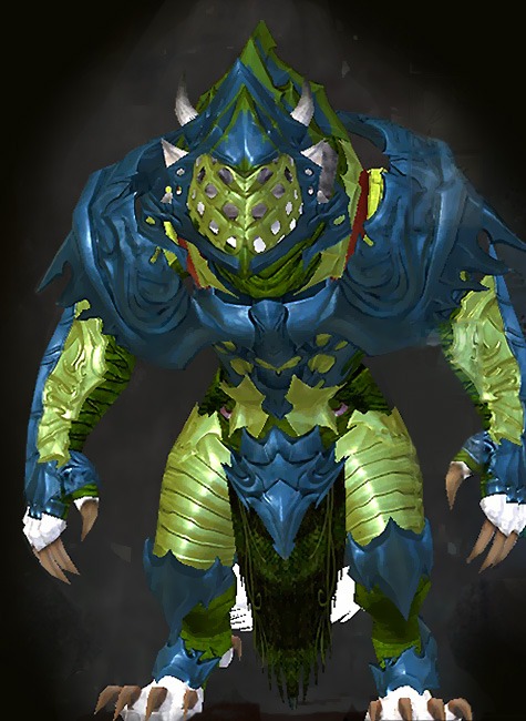 Guild Wars 2 Charr Heavy Female Cultural Armor Set - Dyed Green & Blue - Avenger's