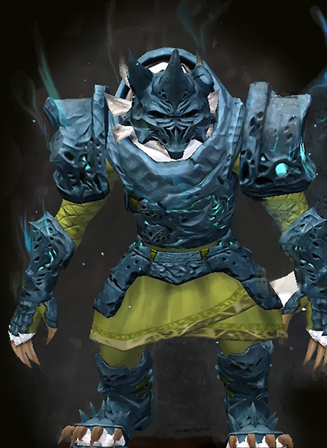 Guild Wars 2 Charr Heavy Female Heart of Thorns Armor Set - Dyed Green & Blue - Leystone