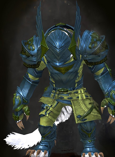 Guild Wars 2 Charr Heavy Female Gem Armor Set - Dyed Green & Blue - Phalanx