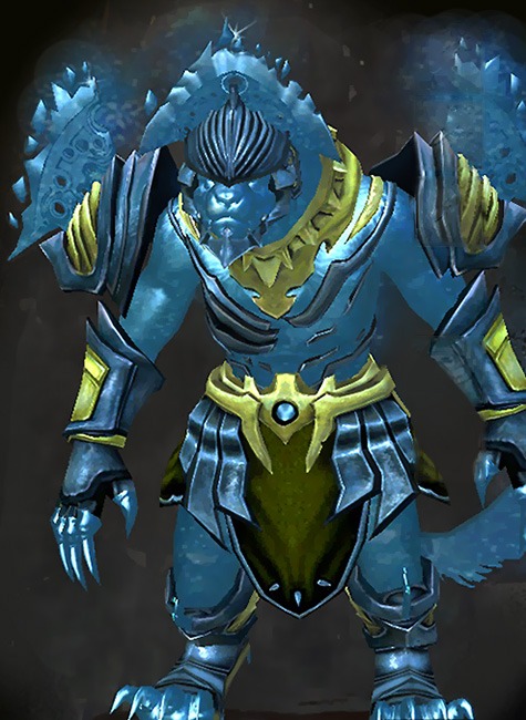 Guild Wars 2 Charr Heavy Female Gem Armor Set - Dyed Green & Blue - Zodiac