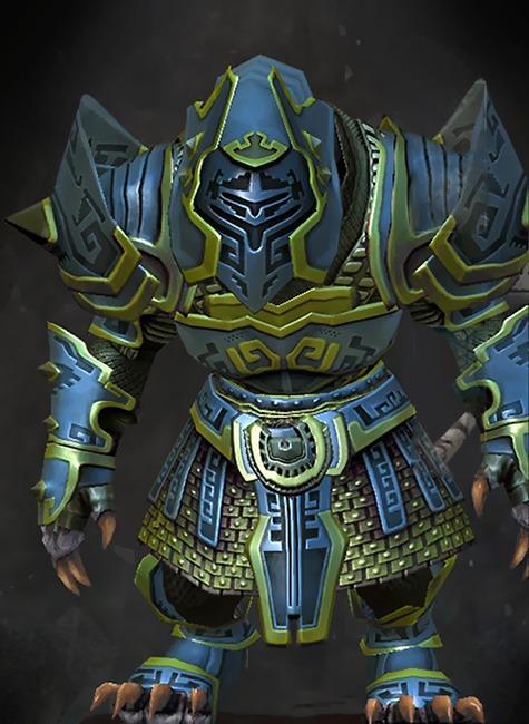 Guild Wars 2 Charr Heavy Male Dungeon Armor Set - Dyed Green & Blue - Inquest