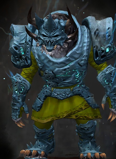 Guild Wars 2 Charr Heavy Male Heart of Thorns Armor Set - Dyed Green & Blue - Leystone