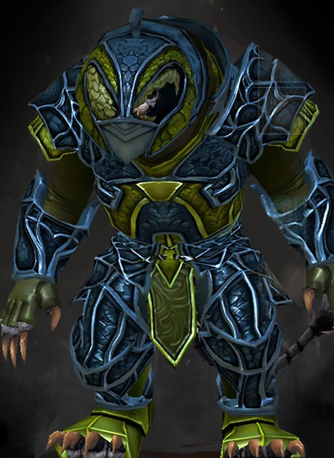 Guild Wars 2 Charr Heavy Male Gem Armor Set - Dyed Green & Blue - Rampart