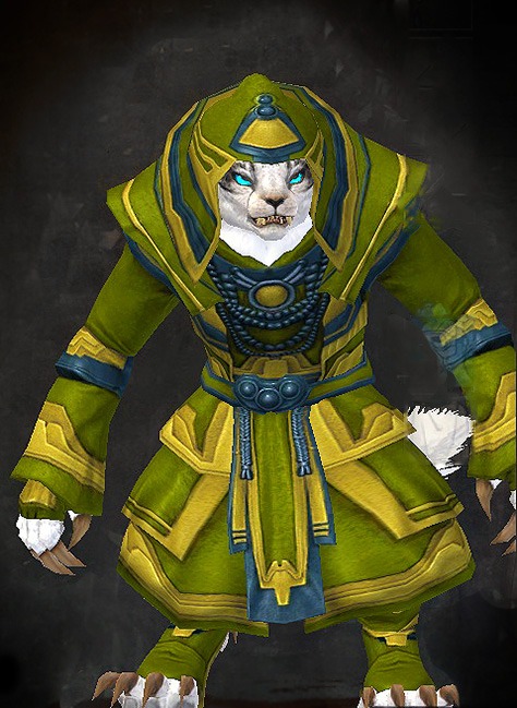 Female PvP - Apostle Guild Wars 2 Charr Light Female PvP Armor Set - Dyed Green & Blue - Apostle