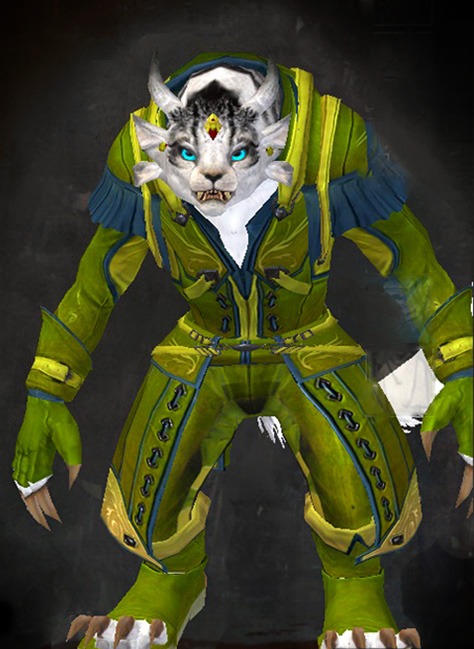 Female - Apprentice Guild Wars 2 Charr Light Female Armor Set - Dyed Green & Blue - Apprentice