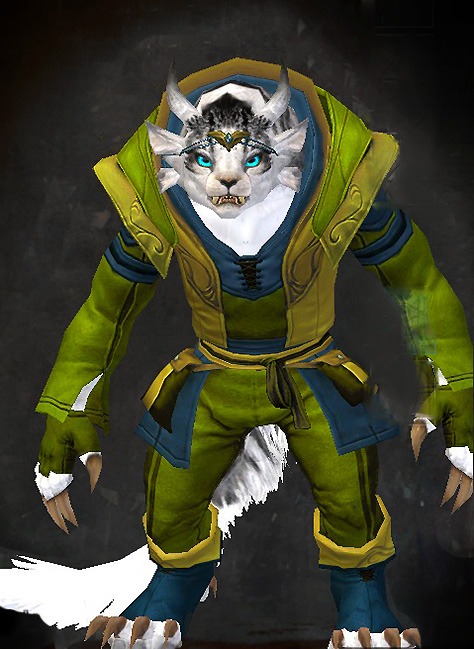 Female - Country Guild Wars 2 Charr Light Female Armor Set - Dyed Green & Blue - Country