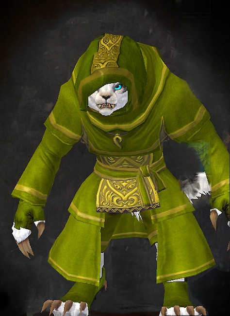 Female Karma - Devout Guild Wars 2 Charr Light Female Karma Armor Set - Dyed Green & Blue - Devout