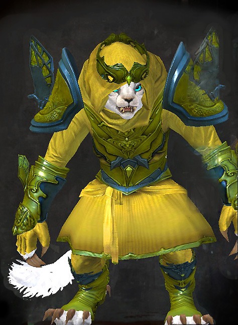 Female PvP - Glorious Guild Wars 2 Charr Light Female PvP Armor Set - Dyed Green & Blue - Glorious