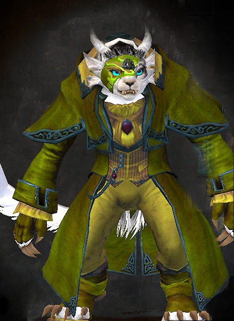 Female Hall of Monuments - Heritage Guild Wars 2 Charr Light Female Hall of Monuments Armor Set - Dyed Green & Blue - Heritage