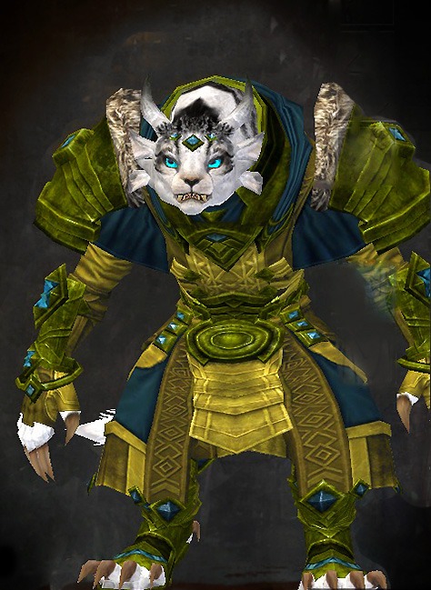 Female Dungeon Honor of the Waves - Armor of Koda Guild Wars 2 Charr Light Female Dungeon Armor Set - Dyed Green & Blue - Armor of Koda