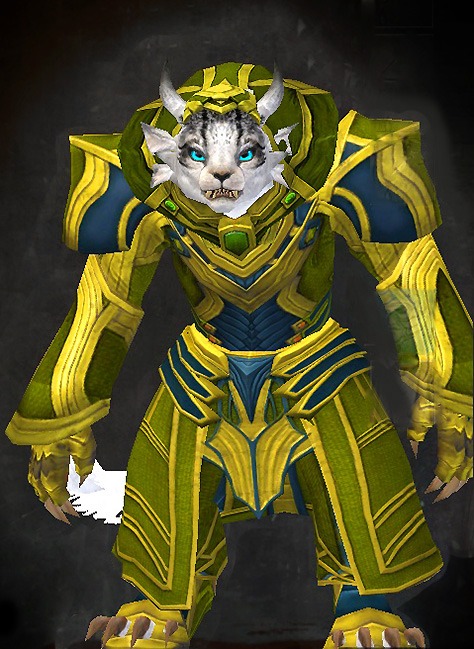 Female Order Durmand Priory - Priory's Historical Guild Wars 2 Charr Light Female Order Armor Set - Dyed Green & Blue - Priory's Historical