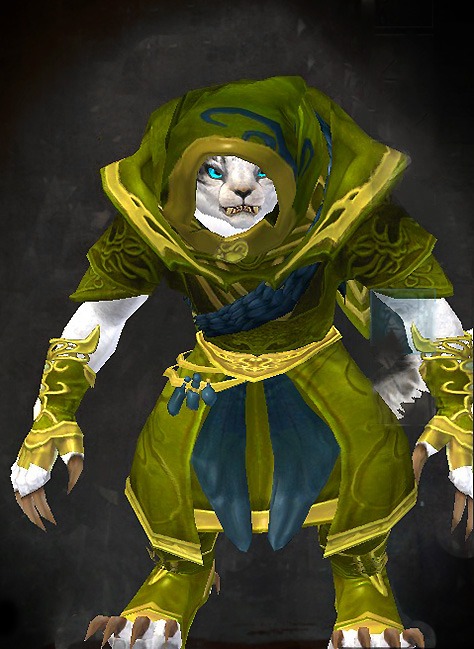 Female Crafted - Winged Guild Wars 2 Charr Light Female Crafted Armor Set - Dyed Green & Blue - Winged