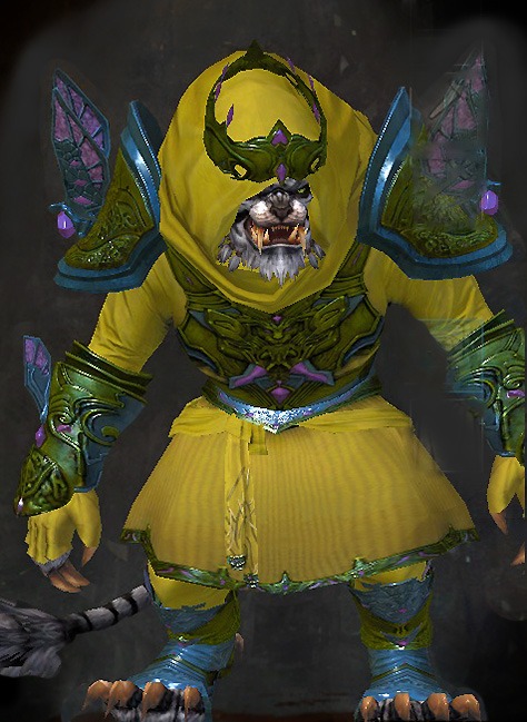 Male PvP - Ardent Glorious Guild Wars 2 Charr Light Male PvP Armor Set - Dyed Green & Blue - Ardent Glorious