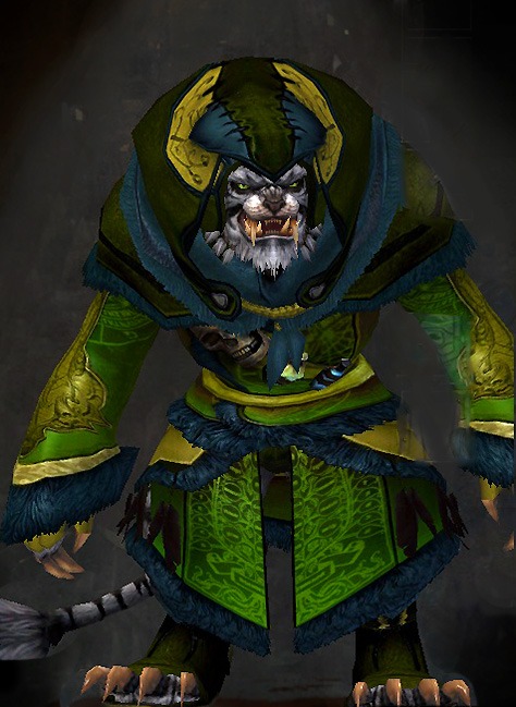 Male - Cabalist Guild Wars 2 Charr Light Male Armor Set - Dyed Green & Blue - Cabalist