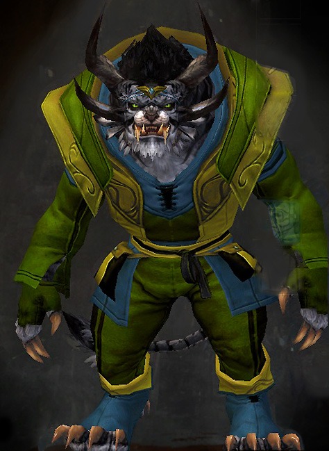 Male - Country Guild Wars 2 Charr Light Male Armor Set - Dyed Green & Blue - Country