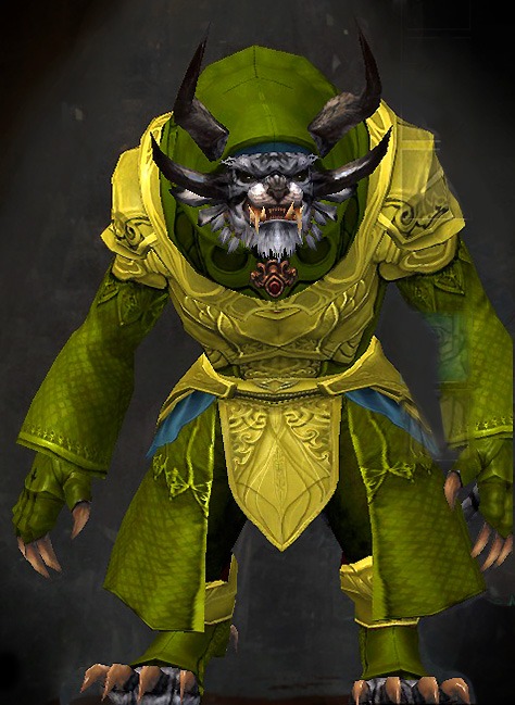 Male WvW - Diviner Guild Wars 2 Charr Light Male WvW Armor Set - Dyed Green & Blue - Diviner