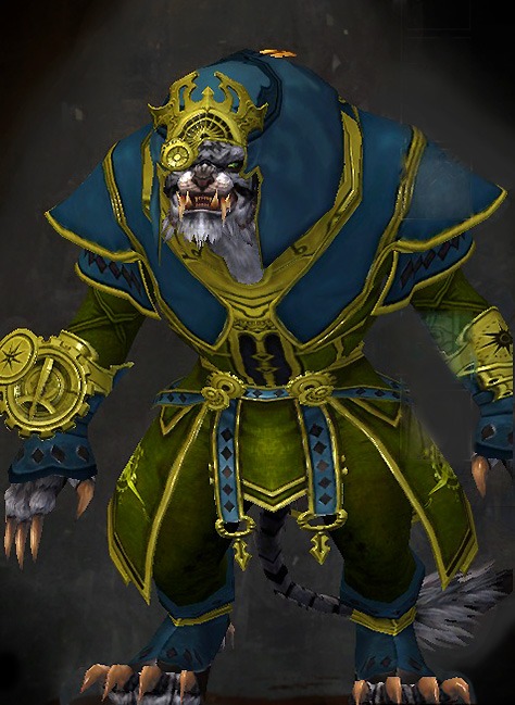 Male Dungeon Crucible of Eternity - Inquest Guild Wars 2 Charr Light Male Dungeon Armor Set - Dyed Green & Blue - Inquest