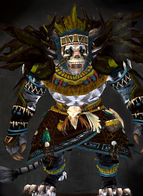 Male PvP - Tribal Guild Wars 2 Charr Light Male PvP Armor Set - Dyed Green & Blue - Tribal