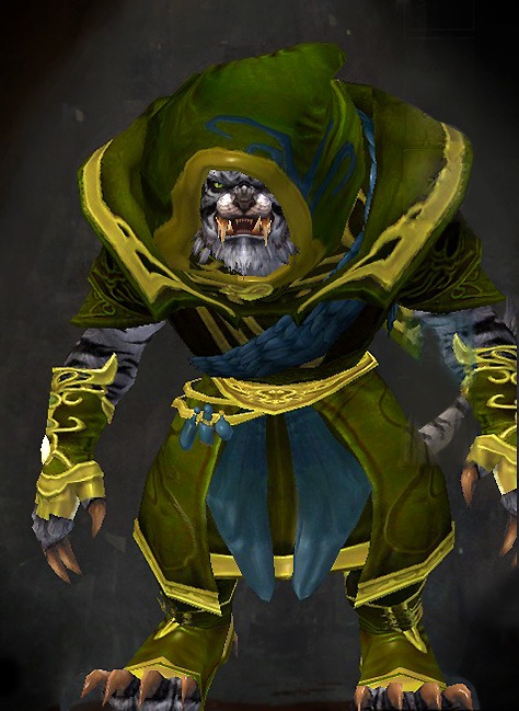Male Crafted - Winged Guild Wars 2 Charr Light Male Crafted Armor Set - Dyed Green & Blue - Winged