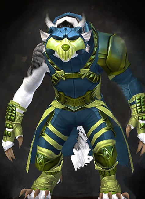 Female Dungeon Honor of the Waves - Armor of Koda Guild Wars 2 Charr Medium Female Dungeon Armor Set - Dyed Green & Blue - Armor of Koda