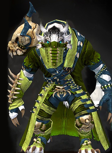 Female Gem Store - Krytan Guild Wars 2 Charr Medium Female Gem Armor Set - Dyed Green & Blue - Krytan