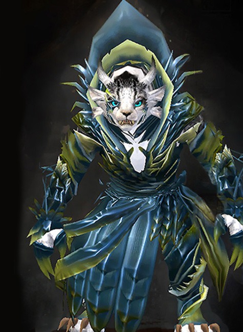 Female Dungeon Twilight Arbor - Nightmare Court Guild Wars 2 Charr Medium Female Dungeon Armor Set - Dyed Green & Blue - Nightmare Court