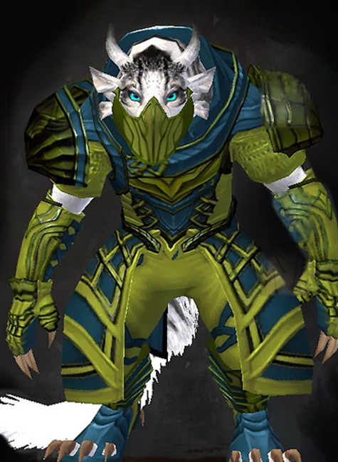 Female Order Durmand Priory - Priory's Historical Guild Wars 2 Charr Medium Female Order Armor Set - Dyed Green & Blue - Priory's Historical