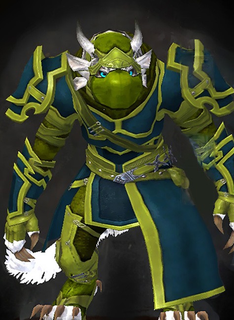 Female - Sneakthief Guild Wars 2 Charr Medium Female Armor Set - Dyed Green & Blue - Sneakthief