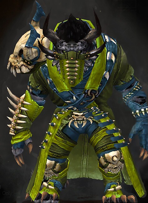 Male Gem Store - Krytan Guild Wars 2 Charr Medium Male Gem Armor Set - Dyed Green & Blue - Krytan
