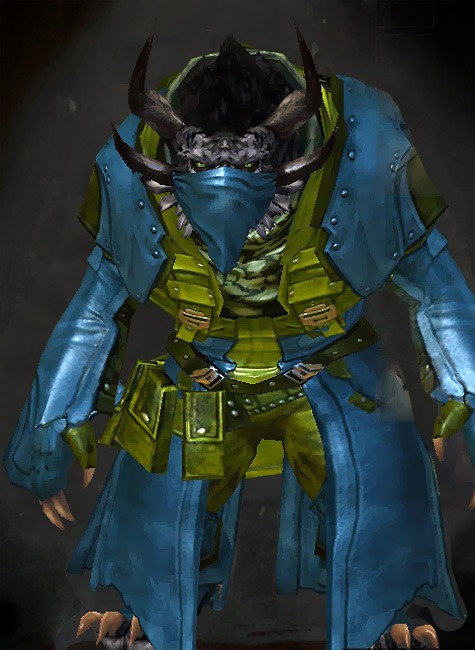 Male - Marauder Guild Wars 2 Charr Medium Male Armor Set - Dyed Green & Blue - Marauder