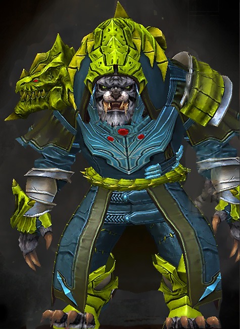 Male Crafted - Refined Envoy Guild Wars 2 Charr Medium Male Crafted Armor Set - Dyed Green & Blue - Refined Envoy