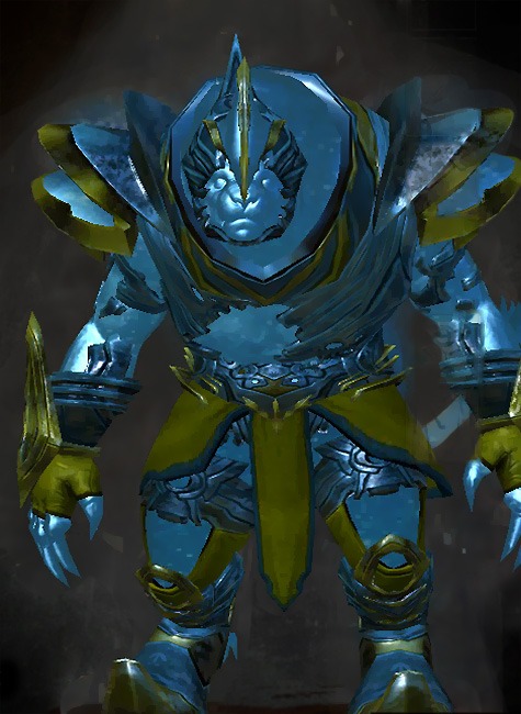 Male Gem Store - Zodiac Guild Wars 2 Charr Medium Male Gem Armor Set - Dyed Green & Blue - Zodiac