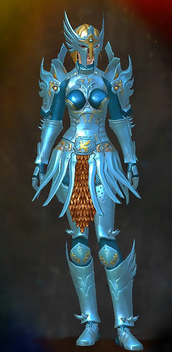 Guild Wars 2 Human Heavy Female Cultural Armor Set - Dyed Blue & Gold - Avenger's