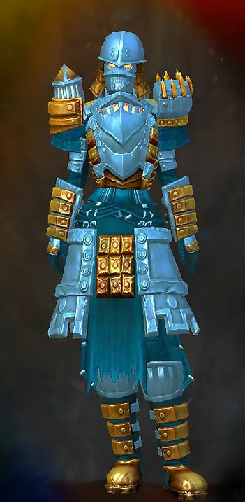 Guild Wars 2 Human Heavy Female Dungeon Armor Set - Dyed Blue & Gold - Forgeman