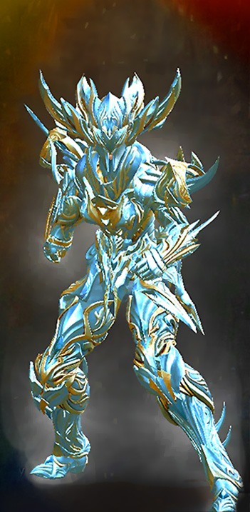 Guild Wars 2 Human Heavy Female Crafted Armor Set - Dyed Blue & Gold - Perfected Envoy - Wielded