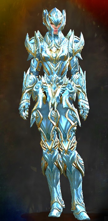 Guild Wars 2 Human Heavy Female Crafted Armor Set - Dyed Blue & Gold - Perfected Envoy