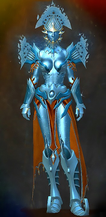 Guild Wars 2 Human Heavy Female Gem Armor Set - Dyed Blue & Gold - Zodiac