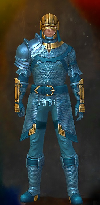 Guild Wars 2 Human Heavy Male Cultural Armor Set - Dyed Blue & Gold - Commander's