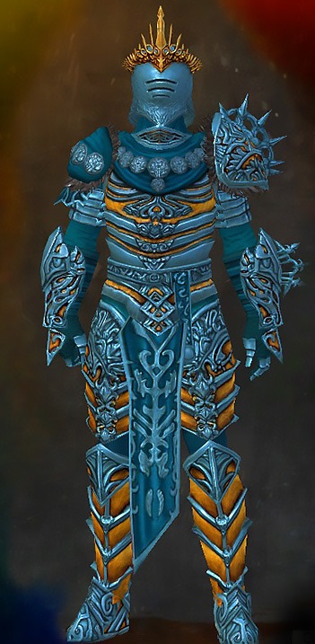 Guild Wars 2 Human Heavy Male Crafted Armor Set - Dyed Blue & Gold - Illustrious