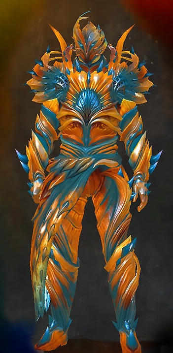 Guild Wars 2 Human Heavy Male Dungeon Armor Set - Dyed Blue & Gold - Nightmare Court