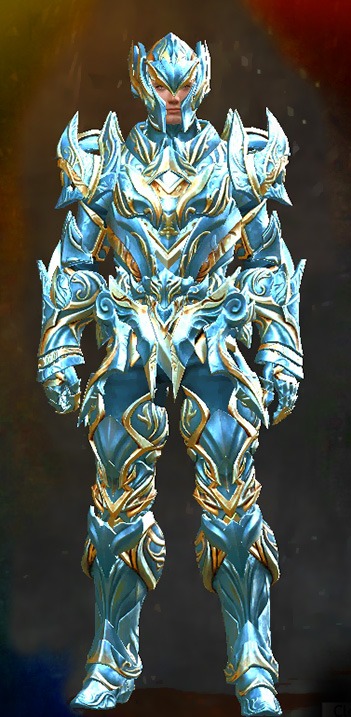 Guild Wars 2 Human Heavy Male Crafted Armor Set - Dyed Blue & Gold - Perfected Envoy