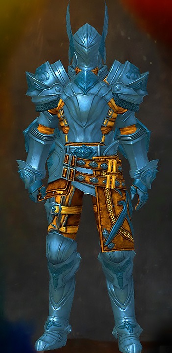Guild Wars 2 Human Heavy Male Gem Armor Set - Dyed Blue & Gold - Phalanx