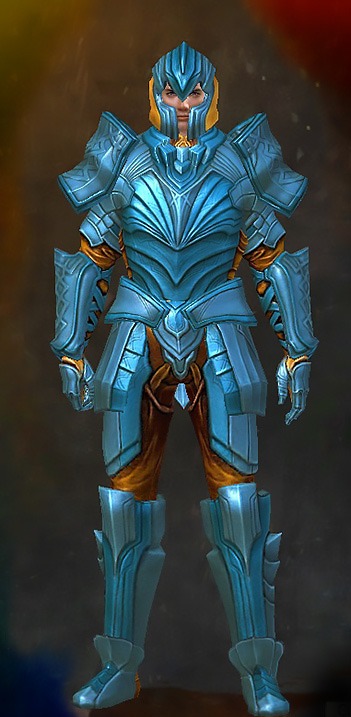 Guild Wars 2 Human Heavy Male Order Armor Set - Dyed Blue & Gold - Priory's Historical
