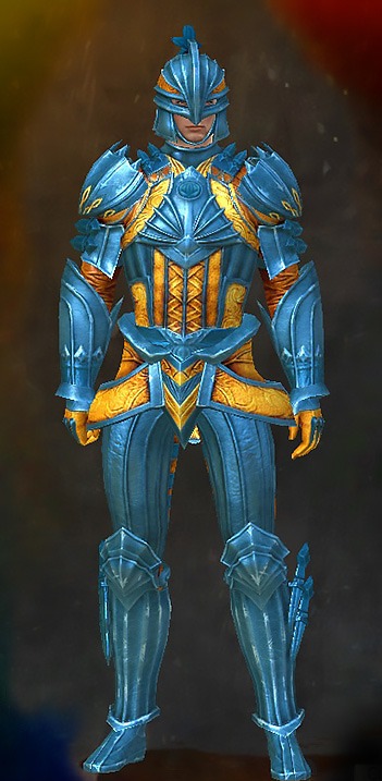 Guild Wars 2 Human Heavy Male Order Armor Set - Dyed Blue & Gold - Whisper's Secret