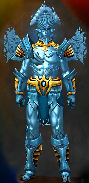 Guild Wars 2 Human Heavy Male Gem Armor Set - Dyed Blue & Gold - Zodiac
