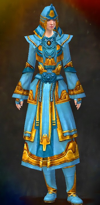 Guild Wars 2 Human Light Female PvP Armor Set - Dyed Blue & Gold - Apostle