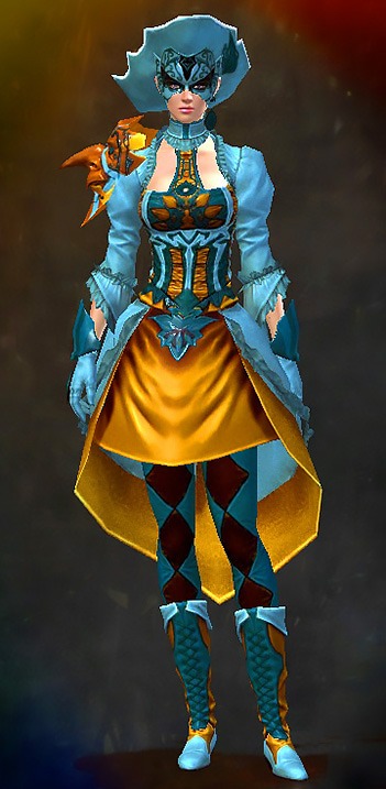 Guild Wars 2 Human Light Female Cultural Armor Set - Dyed Blue & Gold - Aristocrat's
