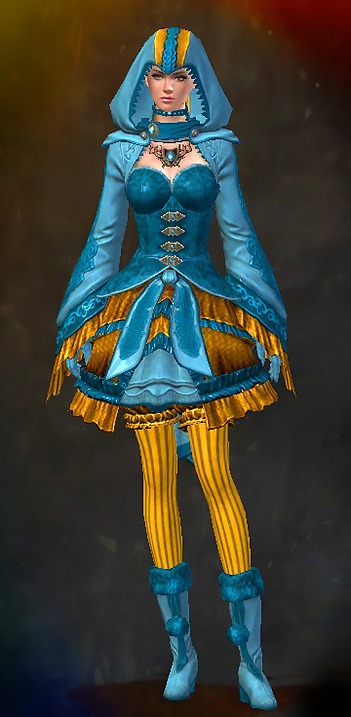 Guild Wars 2 Human Light Female Armor Set - Dyed Blue & Gold - Cabalist