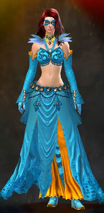 Guild Wars 2 Human Light Female Armor Set - Dyed Blue & Gold - Conjurer
